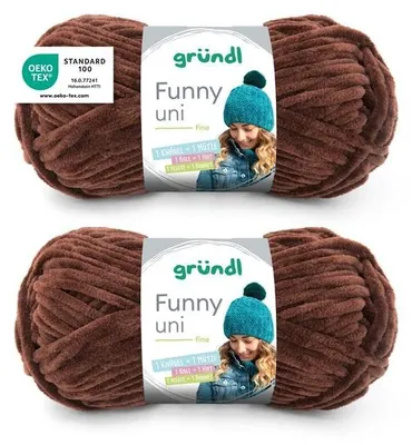 Productafbeelding van Gründl Wolle Funny uni, chenillewol, 2 bollen, 100 gram, bruin