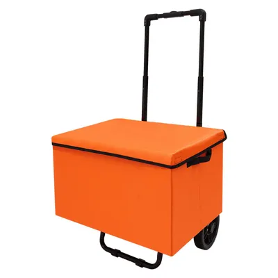 Image de Chariot à main pliable avec roues Chariot de courses orange Chariot de transport portable 64L