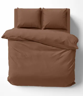 Produktbild von Uni Bettwäsche 240x220 cm braun schoko Doppelbett Einfarbig Renforce Baumwolle