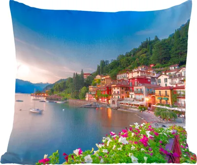 Produktbild von MuchoWow® Zierkissen Sofakissen Wohnzimmer Dekokissen 45x45 cm Italien - Sonnenuntergang - See - Schlafpolster - Polster für das Sofa