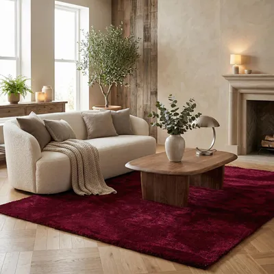 Produktbild von Super Soft Hochflorteppich Livorno Weinrot, Größe:160x200 cm