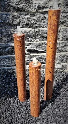 Produktbild von Säulenbrunnen Wasserspiel rund 3er-Set Cortenstahl Roststahl 100/80/60 x10 cm ohne Becken