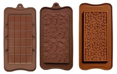 Produktbild von GKA 3-teilig Schokoladentafel Form aus Silikon Schokoladenform verschiedene Formen Kaffeebohnen Schokoladenriegel Waben