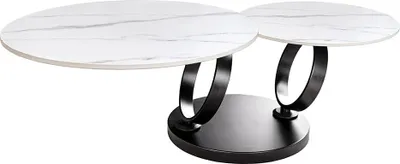 Produktbild von riess-ambiente Design Couchtisch DANCING RINGS weiß rund drehbar Marmor Keramik schwarz Metall