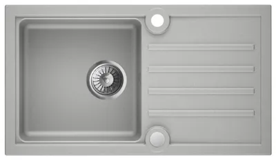 Produktbild von Granitspüle Grau Beton 76 x 43 cm Paolo Einbauspüle Küchenspüle Spülbecken Granitbecken modern robust pflegeleicht für Küche rechteckig XXL