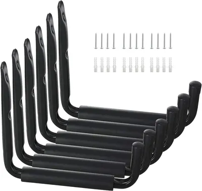 Immagine prodotto di Ganci per garage, 22 cm, confezione da 6, colore nero, per montaggio a parete