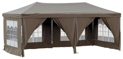Image de vidaXL Tente de réception pliante avec parois latérales Taupe 3x6 m