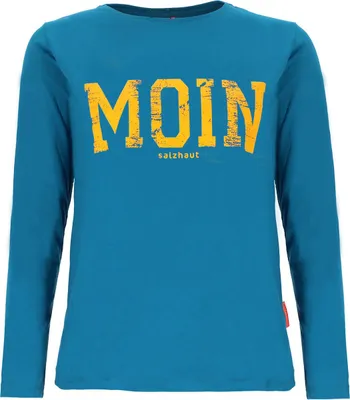 Produktbild von Salzhaut Damen Langarm-Shirt Kant mit Moin-Print - Sweatshirt mit Rundhalsausschnitt in Fjord-Neon-Orange Größe S