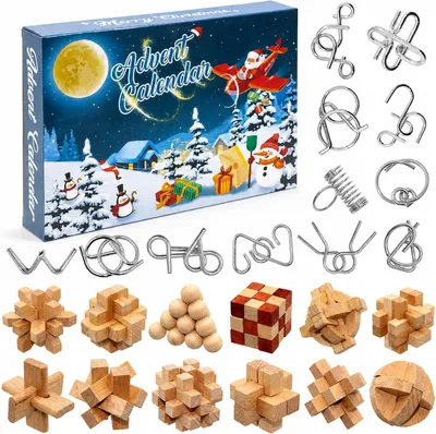 Produktbild von Adventskalender Puzzelspiele, 24 Tage, für Kinder und Erwachsene, Weihnachtszeit