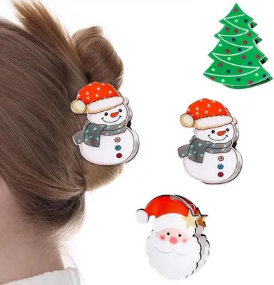 Produktbild von Famanu Haarclips Set 3 Stück - Weihnachtsbaum & Schneemann Motive