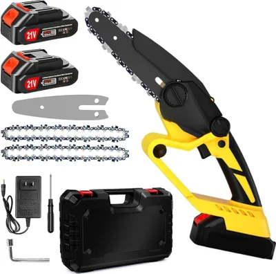 Produktbild von kompakte Mini Kettensäge,6 Zoll Elektro-Kettensäge,mit Akku 2.0Ah(Zum Schneiden von Holz;21Volt System;Kettengeschwindigkeit:0-20m/s)
