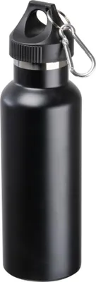 Produktbild von Doppelwandige Vakuum Trinkflasche aus Edelstahl mit Karabiner / Farbe: schwarz