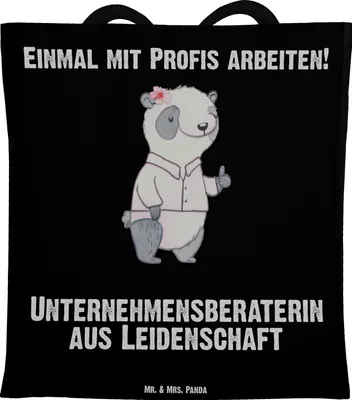 Produktbild von Mr. & Mrs. Panda Beutel Unternehmensberaterin Leidenschaft - Schwarz - Geschenk, Shopping Tasche, Tote Bag, Einkaufstüte, Schultasche, Uni