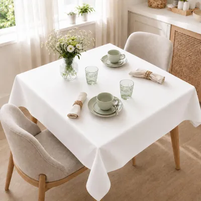 Immagine prodotto di Tovaglia 85 x 85 cm per tavolo da pranzo e cucina in bianco