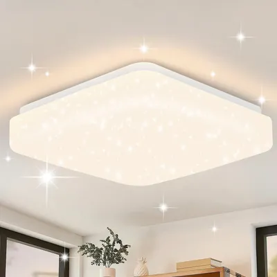 Produktbild von ZMH Led Deckenleuchte 15W Sternenhimmel Deckenlampe Modern Klein Eckig 3000K 21cm Warmweiß für Schlafzimmer Treppenhaus Küche Wohnzimmer Büro Flur