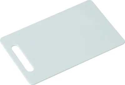 A single light blue cutting board with a handle cutout, shown from a diagonal angle on a white background.