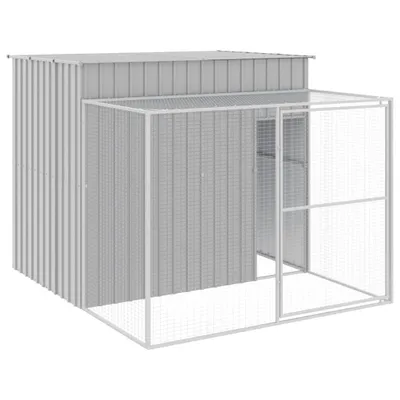 Obrázok produktu pre vidaXL Domček pre psa s výbehom Svetlo šedá 214x253x181 cm Pozinkovaná oceľ