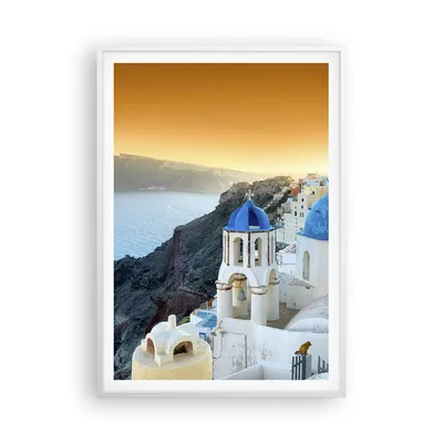 Produktbild von Gerahmtes Poster - Weißer Rahmen - Santorini Griechenland Urlaub Insel - 70x100 cm - Wand Bild - Wanddeko - Wandbilder - Wandposter - Bilderrahmen - Bilder - Kunstdruck - Wandbild - P2WPA70x100-2529