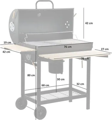 Image de Barbecue au charbon de bois sur roulettes avec couvercle et fonction fumage - 42 cm