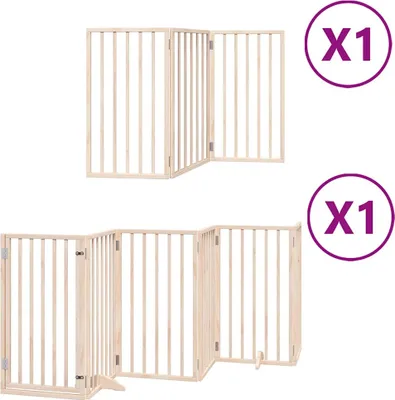 Obrázek produktu pro vidaXL 9dílná brána pro psy se skládacími dvířky 450 cm topolové dřevo