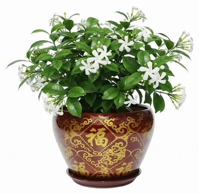 Produktbild von KERAMIKBLUMENTOPF IN ANTIKER BRONZE MIT ORIENTALISCHEM GLÜCKSMOTIV, Durchmesser 18,5 cm, Höhe 15,5 cm
