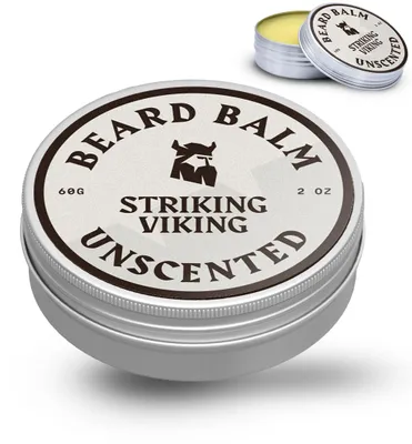 Productafbeelding van Striking Viking Baardbalsem voor Heren, lichte hold baardstylingbalsem met sheaboter, bijenwas en jojoba-olie, 59 ml, ongeparfumeerd