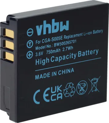 Produktbild von vhbw Akku Ersatz für Panasonic CGA-S005, DMW-BCC12, CGA-S005E/1B, CGA-S005E für Kamera (750 mAh, 3,6 V, Li-Ion)
