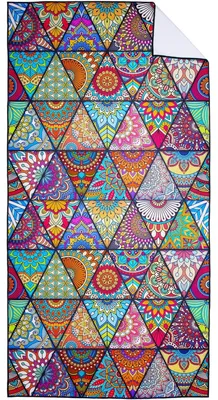 Zdjęcie produktu dla Duży ręcznik plażowy szybkoschnący, 90 x 180 cm, z geometrycznym wzorem