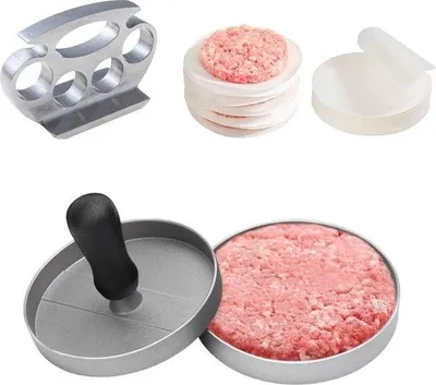 Obrázek produktu pro Kuřecí karbanátky, 100 ks, nepřilnavé formy na burgery, kuřecí karbanátky, přístroj na výrobu burgerů s bezmastným papírem, karbanátky, smažené maso, vepřové maso, plněné