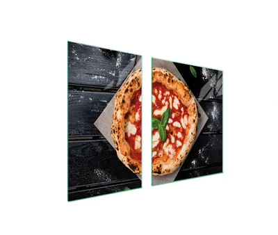 Immagine prodotto di Piastre copri fornelli 2 pezzi 100x52 Copri piano cottura in Vetroceramica tagliere in vetro legno pizza