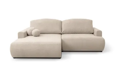 Produktbild von Ecksofa LANDRO Bouclé Beige mit Schlaffunktion Bettkasten Links