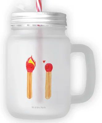Produktbild von Mr. & Mrs. Panda Cocktailglas Streichhölzer - Transparent - Geschenk, Glas, Liebesbeweis, Becher mit Strohhalm, Liebesgeschenk, deckel, Trinkglas, Mason Jar, Freundin