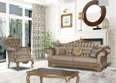 Obrázok produktu pre Dizajn Chesterfield 3+1 sedadlo konferenčný stolík textilný gauč kreslo čalúnenie pohovky gauče