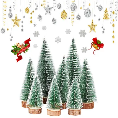 Immagine prodotto di Set di 8 mini alberi di Natale artificiali per decorazioni