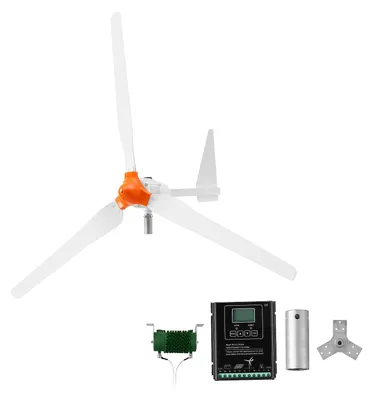 Produktbild von VEVOR 1500W 24V Horizontale Windkraftanlage mit Wind- & Solar-Hybridregler, 3 Rotorblätter, 3-Phasen-Wechselstrom, IP67 & Überladeschutz, MPPT- & PWM-Hybridregler, Windturbine für Wohnhäuser RVs Boote