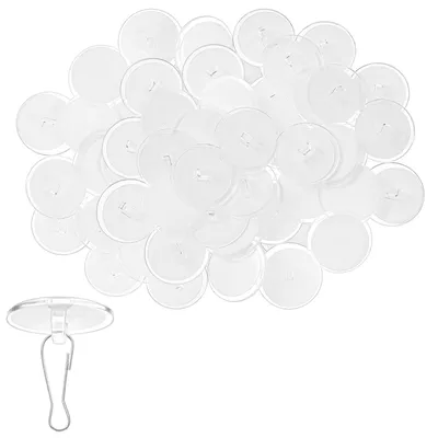 Produktbild von 100 selbstklebende Deckenhaken, transparente Scheibenhaken (kein Bohren erforderlich), 2,2 cm kleine selbstklebende Wandhaken mit Fahnenmastclips für Bad, Schlafzimmer, Küche