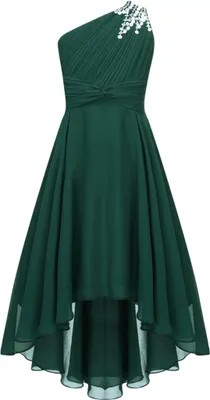 Produktbild von Elegantes Ein-Schulter Hochzeitskleid für Mädchen | Festliches Blumenmädchenkleid | Lang, ideal für Abendveranstaltungen | Größe 170-176 cm