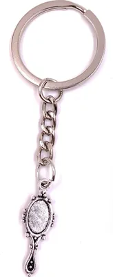 Produktbild von Onwomania Schlüsselanhänger Schminkspiegel Spiegel Taschenspiegel Silber Metall Anhänger Charm