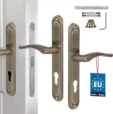 Zdjęcie produktu dla KOTARBAU® Klamka do drzwi wewnętrznych PZ Klamka drzwiowa 72 mm patyna Klamki drzwiowe Długi szyld Zestaw klamek do drzwi wewnętrznych Okucie do drzwi wewnętrznych Zamek do drzwi Zestaw klamek z wkładką bębenkową Classic