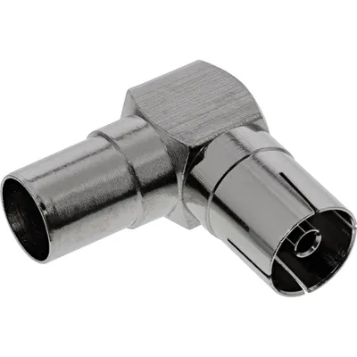 Produktbild von InLine® Antenne Koaxial Verbinder Stecker / Buchse, 90° gewinkelt, Metall