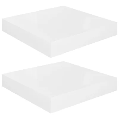 Obrázek produktu pro Plovoucí nástěnné police 2 ks lesklé bílé 23x23,5x3,8 cm MDF