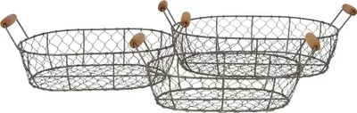 Zdjęcie produktu dla Clayre & Eef Koszyk do przechowywania Zestaw 3 42x27x15 cm Brązowy Żelazo