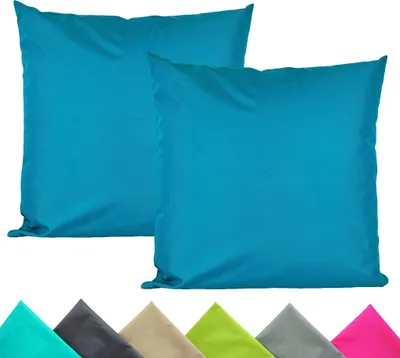Produktbild von JACK 2er Set 40x40cm Outdoor Kissenhülle Kissenbezug Wasserfest Sitzkissen Lounge Kissen Garten Stuhl Lotus Effekt, Farbe:Petrol