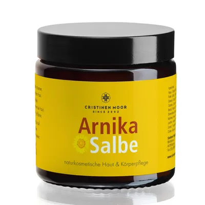 Produktbild von Cristinen Moor Arnika Salbe I intensiv I naturkosmetisch I Körperbutter I bei extrem trockener entzündeter Haut I zur Pflege der Beine - 110 ml