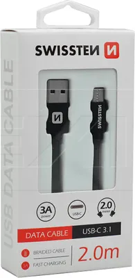 Immagine prodotto di Swissten "Textile Quick Charge 3.1 USB-C" Black