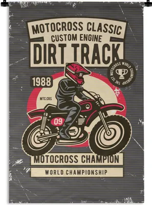 Produktbild von MuchoWow® Wandteppich Wandbehang Motorrad - Retro - Zitat 60x90 cm Tapisserie Dekoration Wandtuch - Foto-Teppich - Abwaschbar