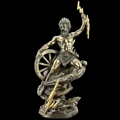 Imagen del producto de Dios del trueno celta – Figura decorativa en apariencia de bronce, pintada a mano, 13 cm × 10 cm × 25 cm, modelo WU77881A4
