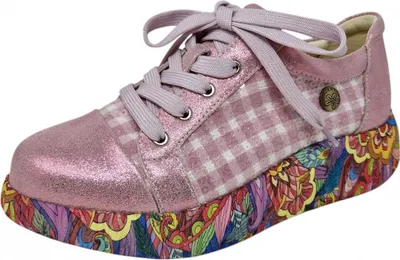 Produktbild von LAURA VITA Damensneaker Nikito 69 rosa weiß mit buntbedrucktem Plateau Grösee 38 mit herausnehmbarer weicher gepolsterter Lederinnensohle bequem
