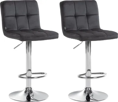 Produktbild von 2er Set Barhocker HLO-CP289 Samt chrom schwarz