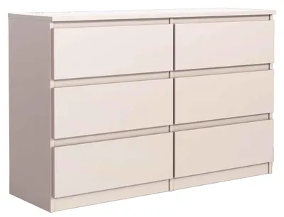 Produktbild von Masseno Kommode NUDO 138,5 cm Sideboard mit 6 Schubladen und  Türen für Wohnzimmer Schlafzimmer Modern 138,5x39x78,5 cm Kaschmir / Kaschmir